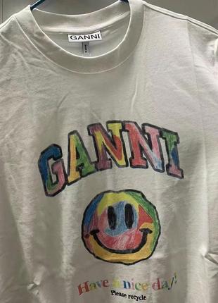 Ganni футболка белая Goretex smiley t-shirt