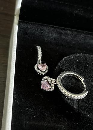 Сережки "серце з блискучим ореолом"