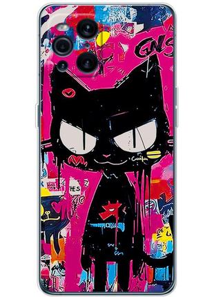 Чохол силіконовий з картинкою на oppo find x3 pro (ілюстрація котик в стилі графіті)