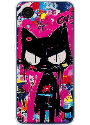 Чохол силіконовий з картинкою на samsung galaxy a03 core (a032) (ілюстрація котик в стилі графіті)