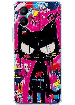 Чохол силіконовий з картинкою на infinix note 12 (g96) (ілюстрація котик в стилі графіті)