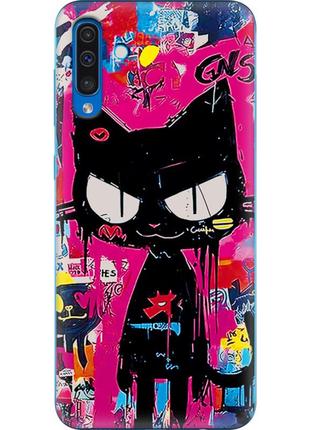 Чохол силіконовий з картинкою на samsung galaxy a50 (a505) (ілюстрація котик в стилі графіті)