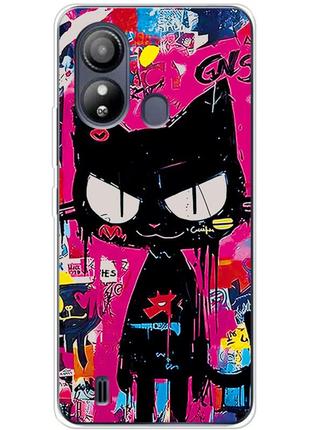 Чехол силиконовый с картинкой на zte blade l220 (иллюстрация котик в стиле граффити)