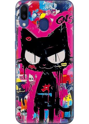 Чохол силіконовий з картинкою на samsung galaxy m20 (m205) (ілюстрація котик в стилі графіті)