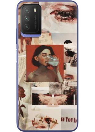 Чехол силиконовый с картинкой на xiaomi poco m3 (коллаж в стиле ретро)