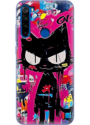 Чохол силіконовий з картинкою на xiaomi redmi note 8t (ілюстрація котик в стилі графіті)