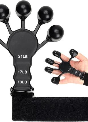 Еспандер для пальців рук чорний із трьома режимами. тренажер для розроблення пальців рук і розвитку пальців6 фото