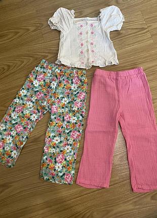 Крутой костюм штаны муслин и блузка для девочки