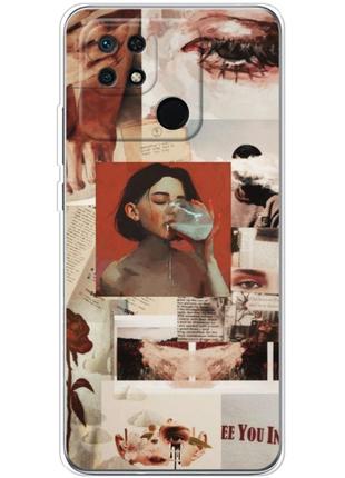 Чехол силиконовый с картинкой на xiaomi redmi 10c (коллаж в стиле ретро)