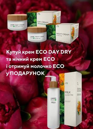 Набор дневной и ночной крем eco+молочко в подарок/веганская серия eco lambre/ акция 1+1=3🔥/