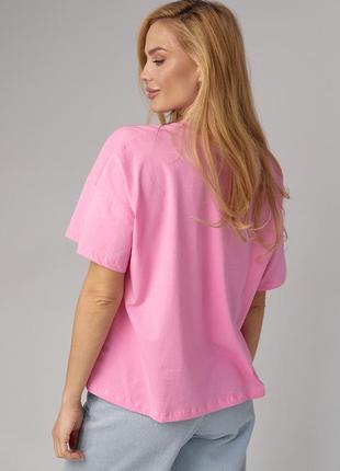 Женская трикотажная футболка с надписью weekender - розовый цвет, l (есть размеры)2 фото
