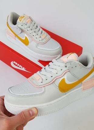 Кроссовки репл. женские весна лето светло серые nike air force 1 shadow grey. обувь женская найк аир форс 12 фото