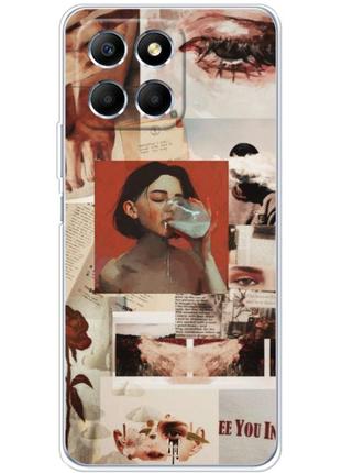 Чохол силіконовий з картинкою на huawei honor x6 (колаж в стилі ретро)