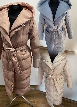 Женский зимний пуховик халат, очень легкий и воздушный♥️, 110 см длина, 42-58 размеры