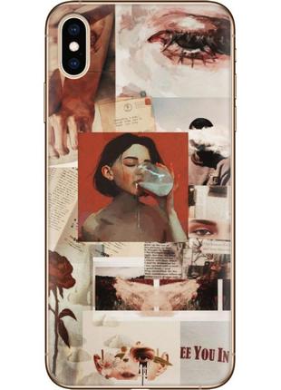 Чехол силиконовый с картинкой на iphone xs max (коллаж в стиле ретро)
