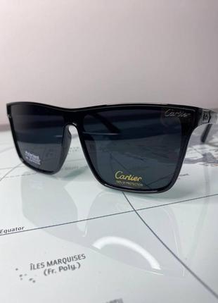 Чоловічі сонцезахисні окуляри маска cartier чорні polarized стильні брендові поляризовані8 фото