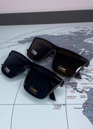 Чоловічі сонцезахисні окуляри маска cartier чорні polarized стильні брендові поляризовані5 фото