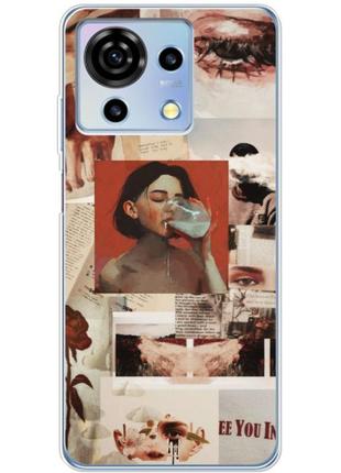 Чехол силиконовый с картинкой на zte blade v50 vita (коллаж в стиле ретро)