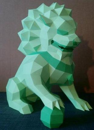 Paperkhan конструктор из картона лев страж оригами papercraft 3d фигура развивающий набор антистресс