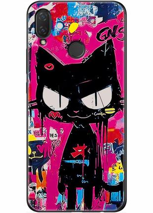 Чохол силіконовий з картинкою на huawei p smart plus (ілюстрація котик в стилі графіті)