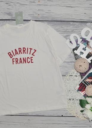 S/l h&m прямая футболка из плотного хлопкового трикотажа белая с надписью birritz5 фото