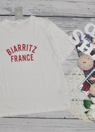 S/l h&m прямая футболка из плотного хлопкового трикотажа белая с надписью birritz6 фото
