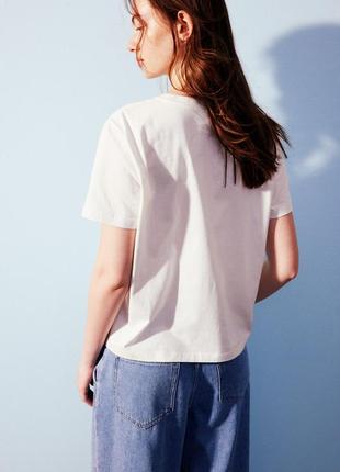 S/l h&m прямая футболка из плотного хлопкового трикотажа белая с надписью birritz2 фото