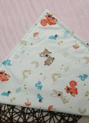 Плюшевый плед покрывало для новорожденного ( плюш + хлопок )