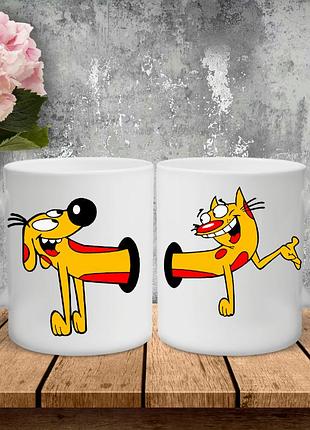 Парные чашки с принтом - котопес!