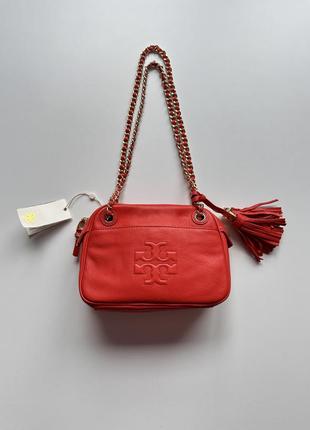 Сумка червоного кольору tory burch оригінал