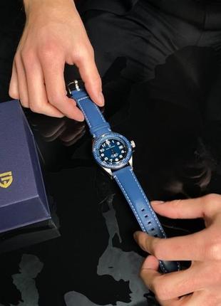 Механічний годинник pagani design pd-1649 silver-blue, чоловічий, з автопідзаводом, водонепроникний, d c2 фото
