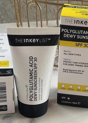 Солнцезащитный крем для лица с spf 30 the inkey list polyglutamic acid sunscreen2 фото