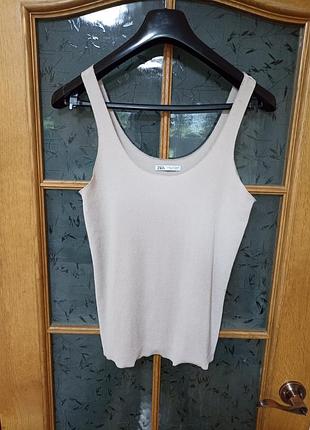 Zara базовый бежевый топ,р.м