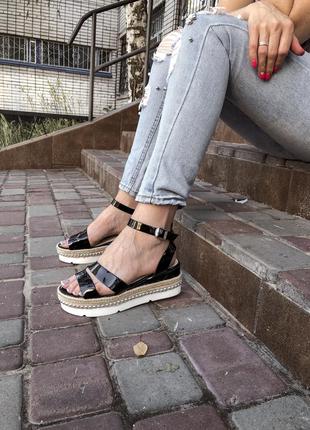 Женские босоножки на платформе с плетенной подошвой, босоніжки стиль zara mango