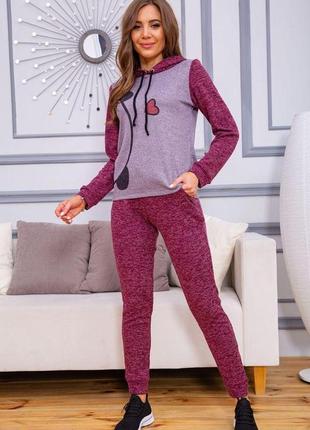 Женский костюм из ангоры, бордово-сиреневого цвета, 172r1258