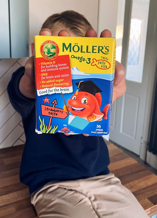 Moller's omega-3 fish, мармелад, малиновый вкус, 36 штук