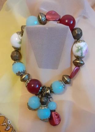Браслет италия. бусины фарфор, стекло.