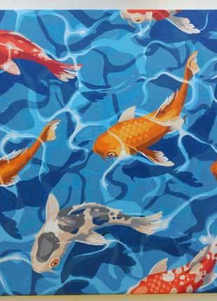 Картина по номерам "японские карпы" (раскрашиваемая)