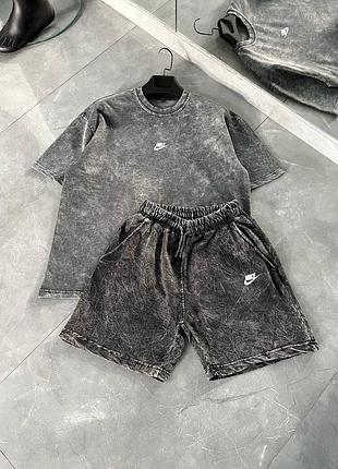 Комплект футболка nike gray + шорты nike gray