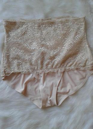Високі бежеві мереживні трусики debenhams2 фото