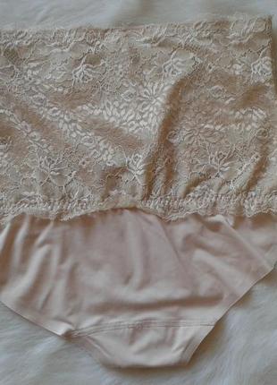 Високі бежеві мереживні трусики debenhams6 фото