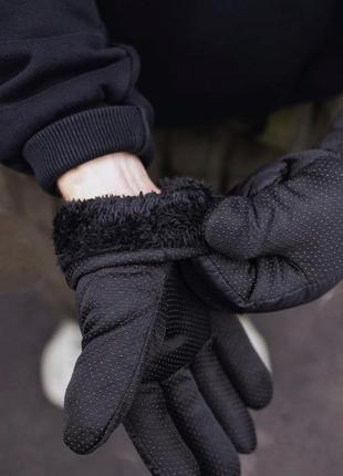Пухові перчатки without point 16-2 black4 фото