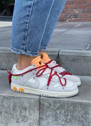 Женские кроссовки dress nike sb dunk low off-white red 36-37-38-39-409 фото