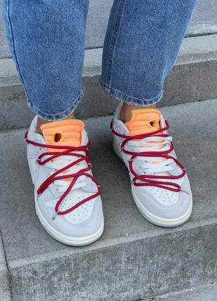Женские кроссовки dress nike sb dunk low off-white red 36-37-38-39-4010 фото