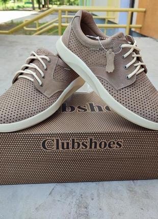 Чоловічі літні туфлі clubshoes оливково-бежеві з натуральної перфорованої шкіри