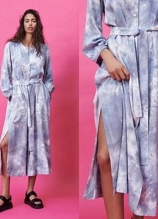 Сукня-сорочка з льоном zara tie-diy