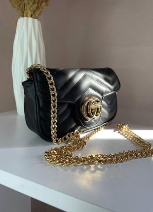 Сумка жіноча gucci black гуччі чорна 0711 фото