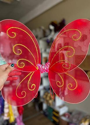 Крылья бабочки , красные , капроновые , с блёстками