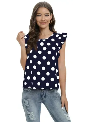 Легка шифонова блуза в гороховий принт від fashion