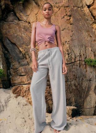 Струящие серые брюки zara new